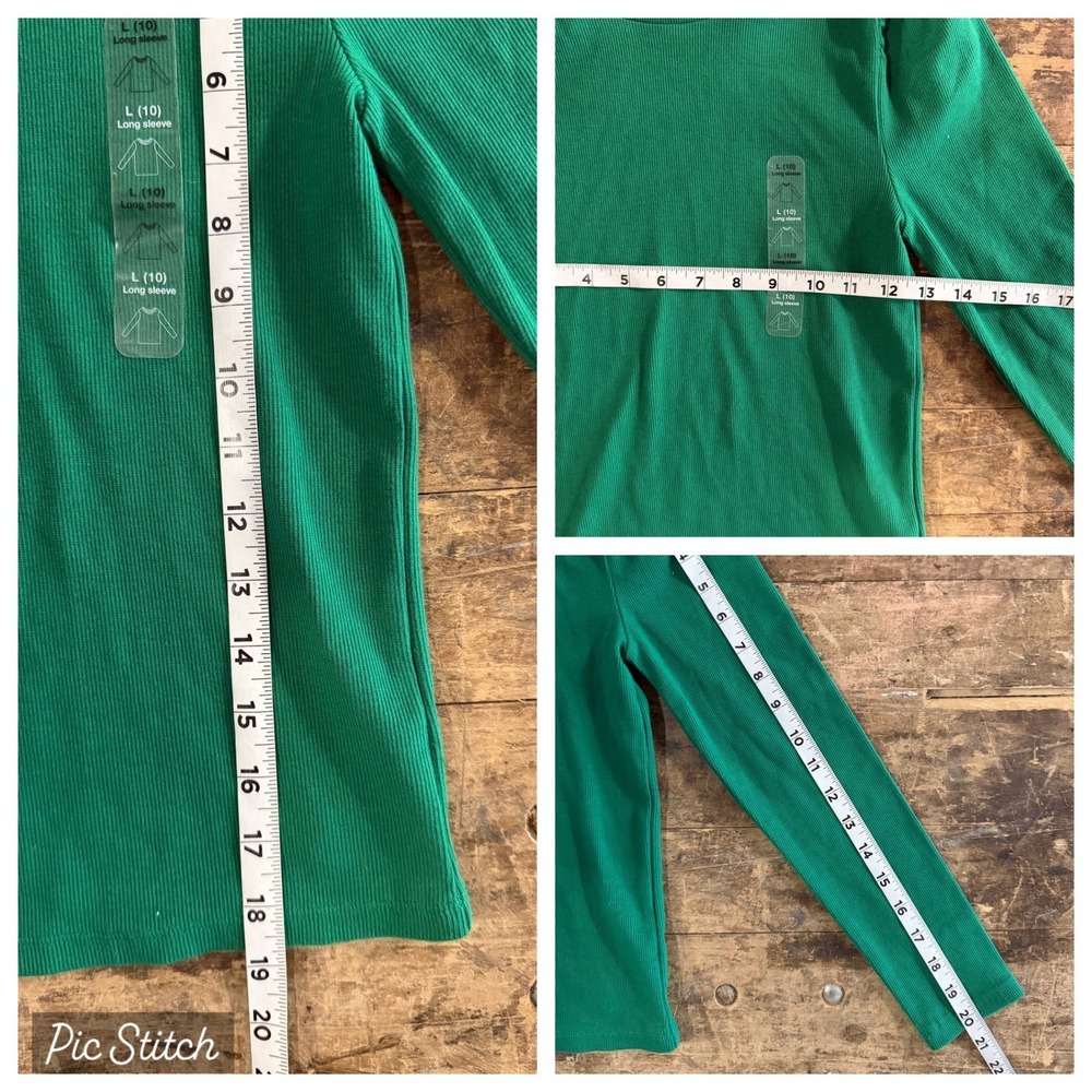 Gap Kids Girls Holiday Green Ribbed Puff Sleeve Turtleneck Top Size L 10 NWT - Picture 11 of 11